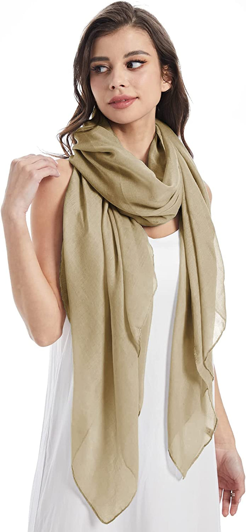Missshorthair Womens Solid Color Scarfs Long Lightweight Scarf for Women Large Sheer Wrap Shawl Apparel & Accessories > Clothing Accessories > Scarves & Shawls MissShorthair Ice Coffee  