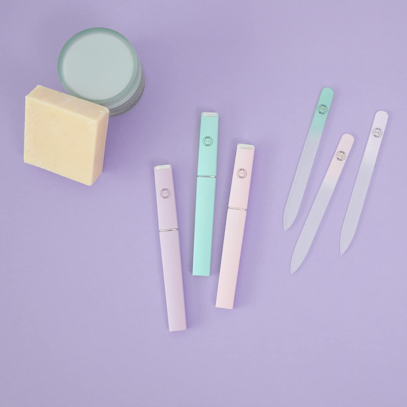 Best Crystal Glass Nail File – Perfect for Women & Girls - Long Lasting Double Sided Tempered Glass – Professional Salon Manicure/Pedicure Filing Tool for Natural Nails - with Case - Pastel Lilac 2Mm Health & Beauty > Personal Care > Cosmetics > Cosmetic Tools > Nail Tools Malva Belle   