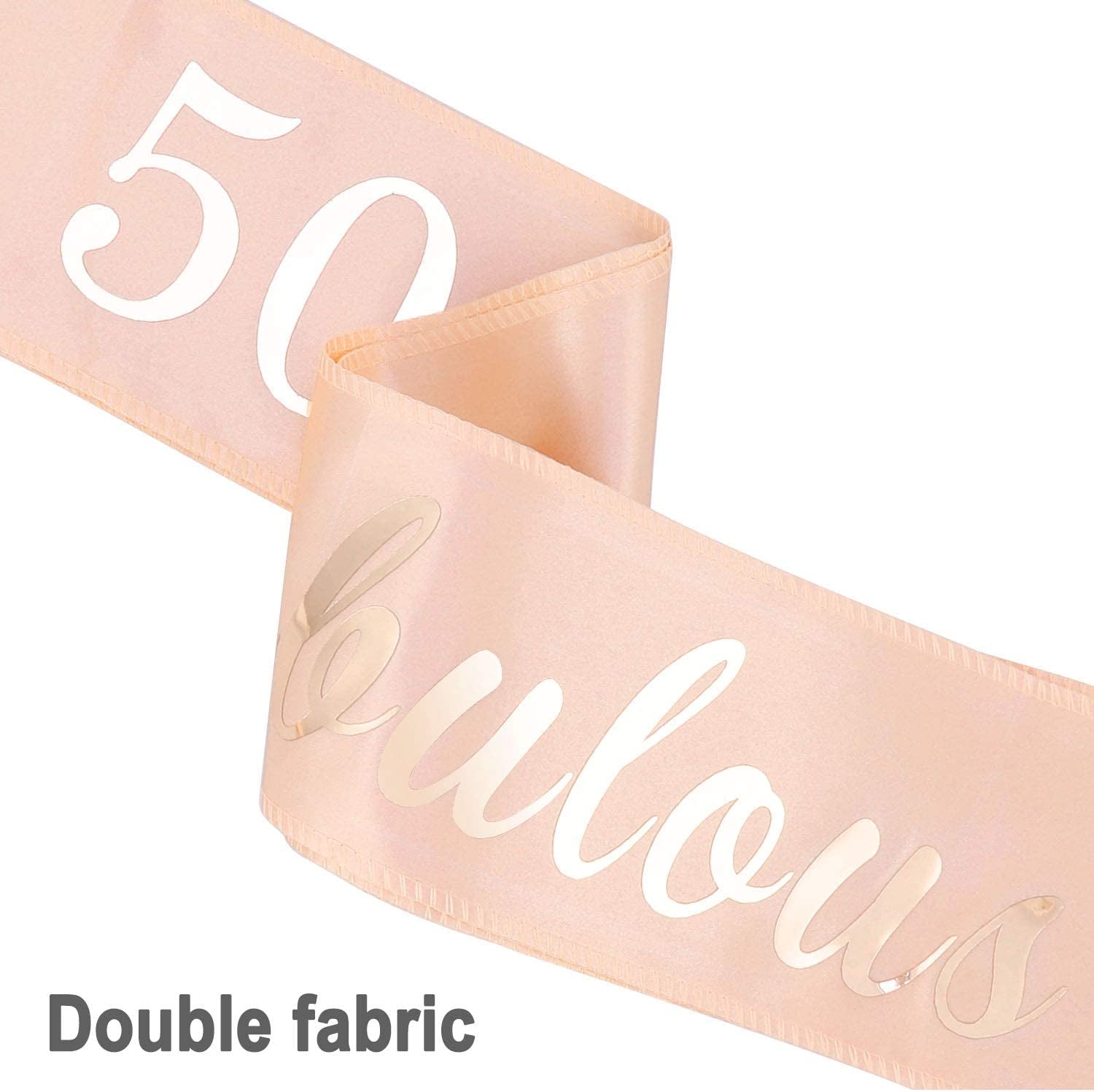 HOWAF Rose Gold 50Th Birthday Sash, 50 and Fabulous Birthday Satin Sash for 50Th Birthday Decorations Women 50 Birthday Gift Party Accessories, One Size Apparel & Accessories > Clothing Accessories > Sashes Sowist   
