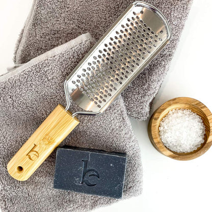 Foot File - Callus Remover Tool for Dead Skin Removal, at Home Pedicure Tools, Foot Rasp Callus Remover Feet and Heels, Smooth Soft Feet Using a Grater & Scraper (Bamboo & Stainless Steel) (1 Pack) Health & Beauty > Personal Care > Foot Care Beauty by Earth   
