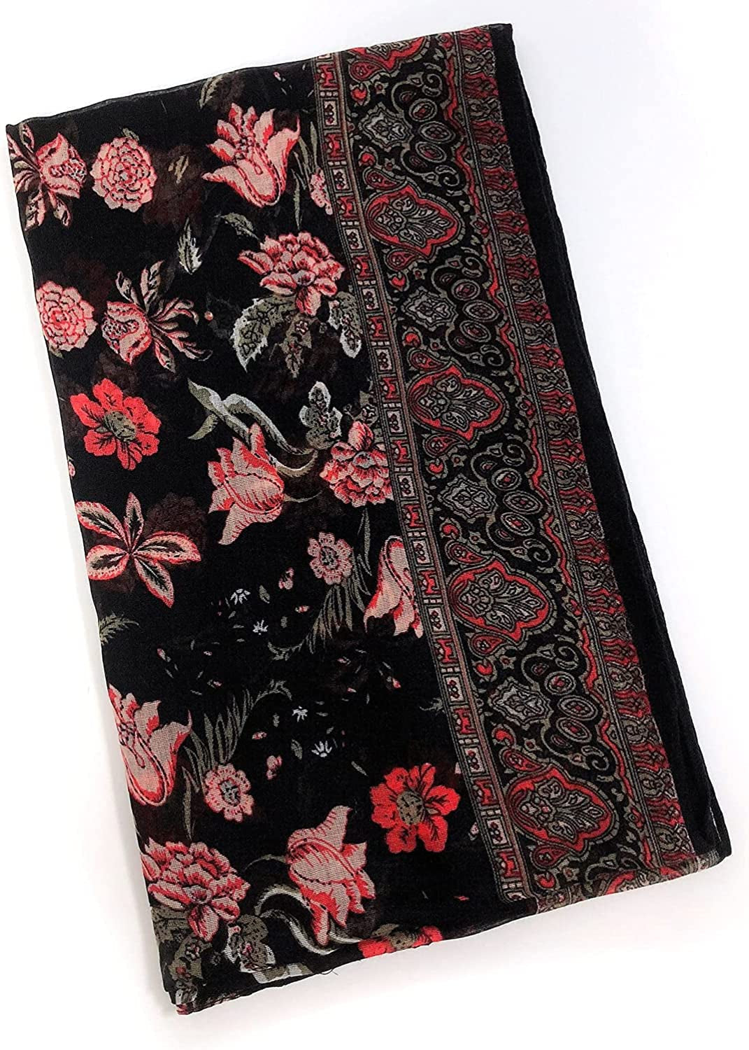 GERINLY Lightweight Scarves Fashion Flowers Print Women Cotton Wrap Scarf Head Shawl for Fall Apparel & Accessories > Clothing Accessories > Scarves & Shawls GERINLY   