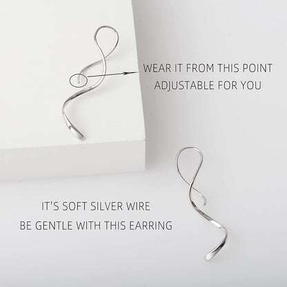 Spiral Threader Earrings 925 Sterling Silver Handmade Twisted Curved Pull through Earrings Apparel & Accessories > Jewelry > Earrings Kakikaki   
