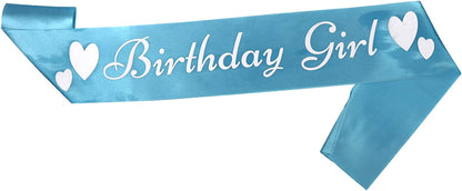 Memeyou Birthday Girl Sash,Birthday Sash for Women, Glitter Colorful Satin White Sash,Happy Birthday Princess Gifts for Little Girls,Sweet Funny Party Supplies Accessories for Kids Apparel & Accessories > Clothing Accessories > Sashes memeyou Blue  