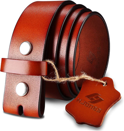 HJONES Men’S Replacement Belt No Buckle Belt Strap, Men'S Leather Belt with Silver Snap on Belt without Buckle 1 1/2” Wide Apparel & Accessories > Clothing Accessories > Belts HJones Yellow 34 
