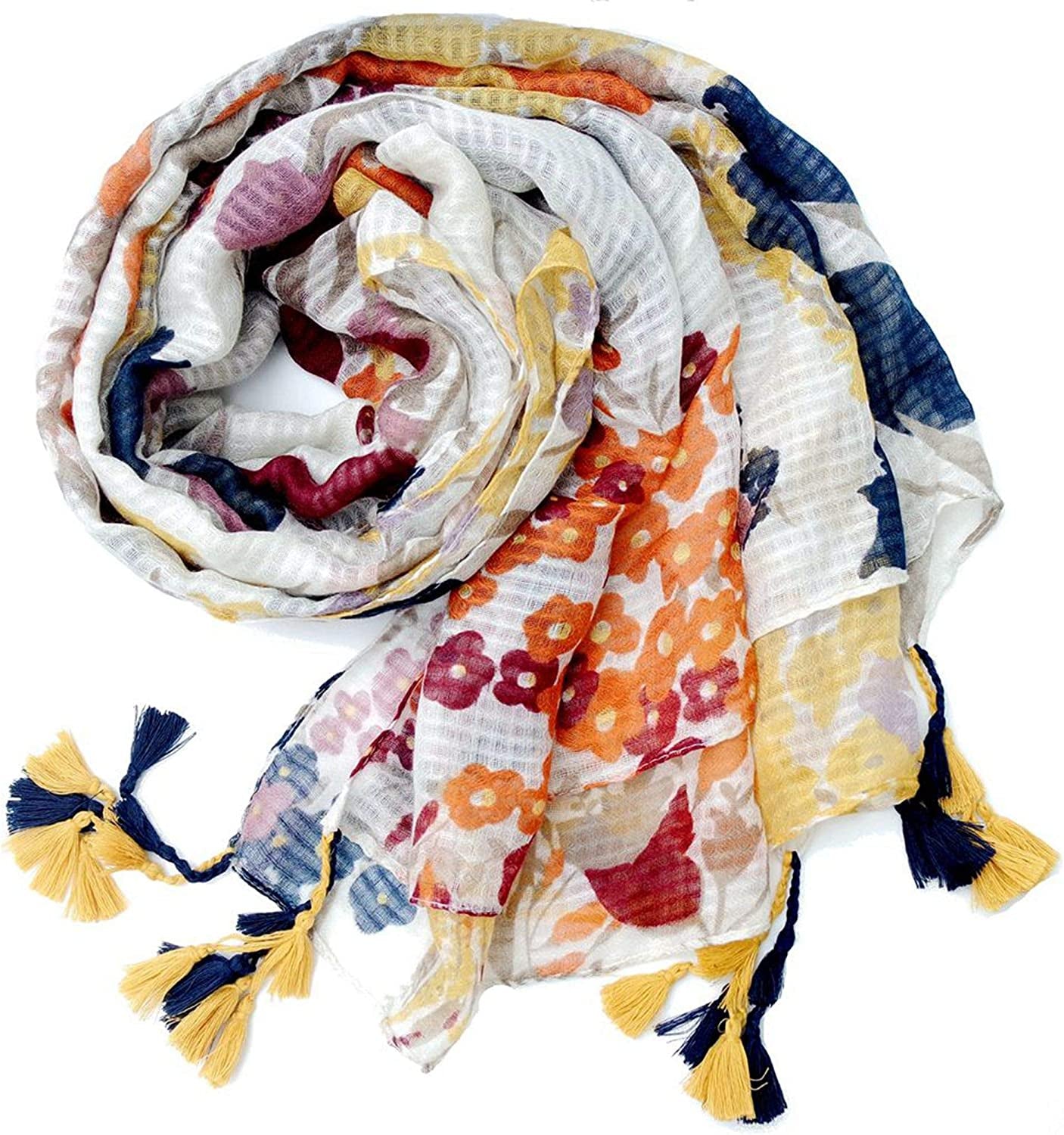 Scarfs for Women Lightweight Floral Flower Winter Scarf Large Fashion Wrap Shawls Oversized Cape Tassel Fall Scarves Apparel & Accessories > Clothing Accessories > Scarves & Shawls STONE Print2  