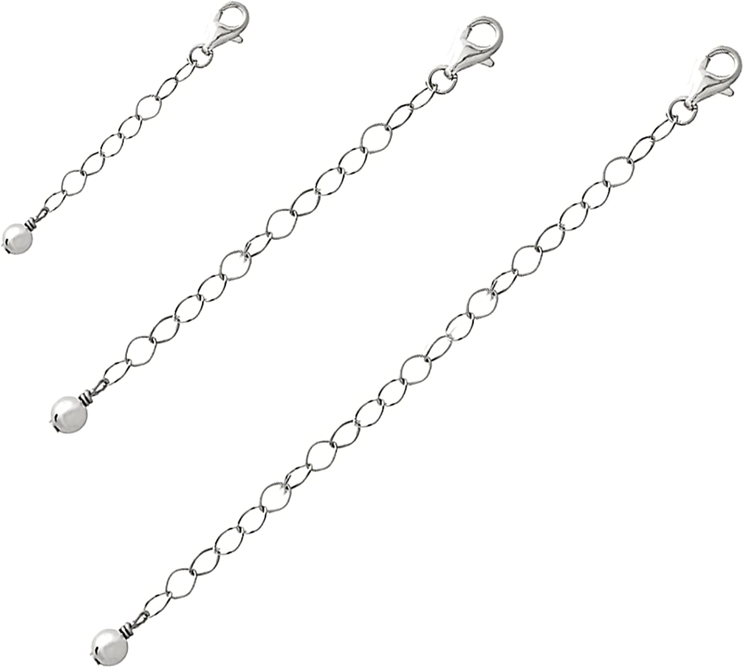 Sterling Silver Pendant Necklace Bracelet Anklet Chain Extenders for Women Men, 1" 2" and 4" Inches Apparel & Accessories > Jewelry > Anklets B. BRILLIANT Sterling Silver  