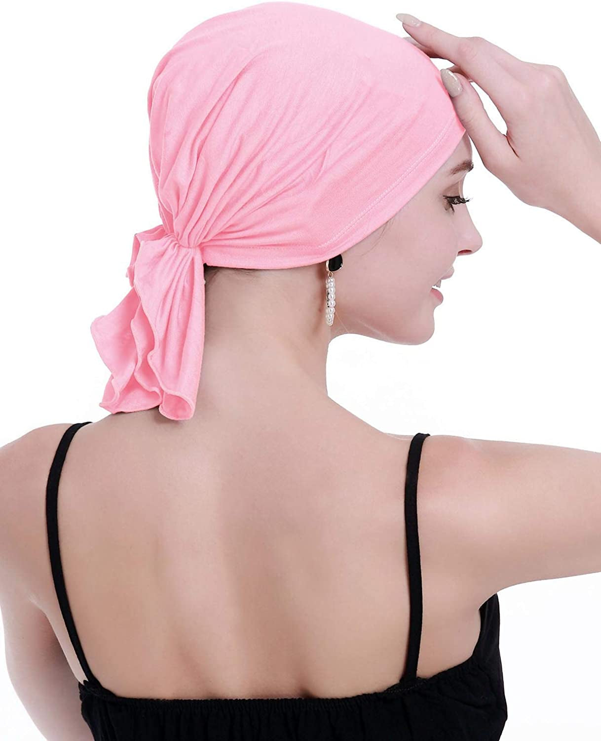 Osvyo Bamboo Chemo Headscarf for Women Hair Loss - Cancer Slip on Headwear Turbans Sealed Packaging Light Pink Apparel & Accessories > Clothing Accessories > Headwear osvyo   