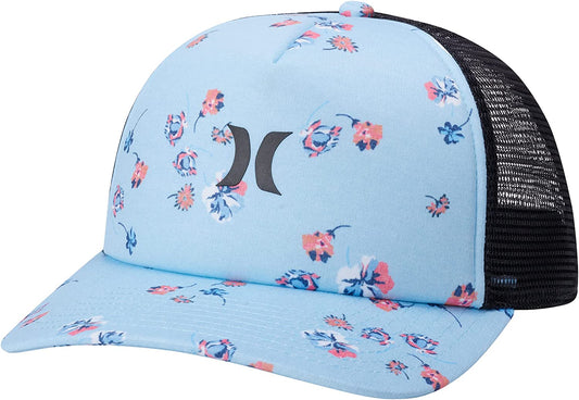 Hurley Women'S Curved Baseball Cap with Snap-Back Closure Apparel & Accessories > Clothing Accessories > Hats Hurley Pacific Blue With Pink Flowers One Size 