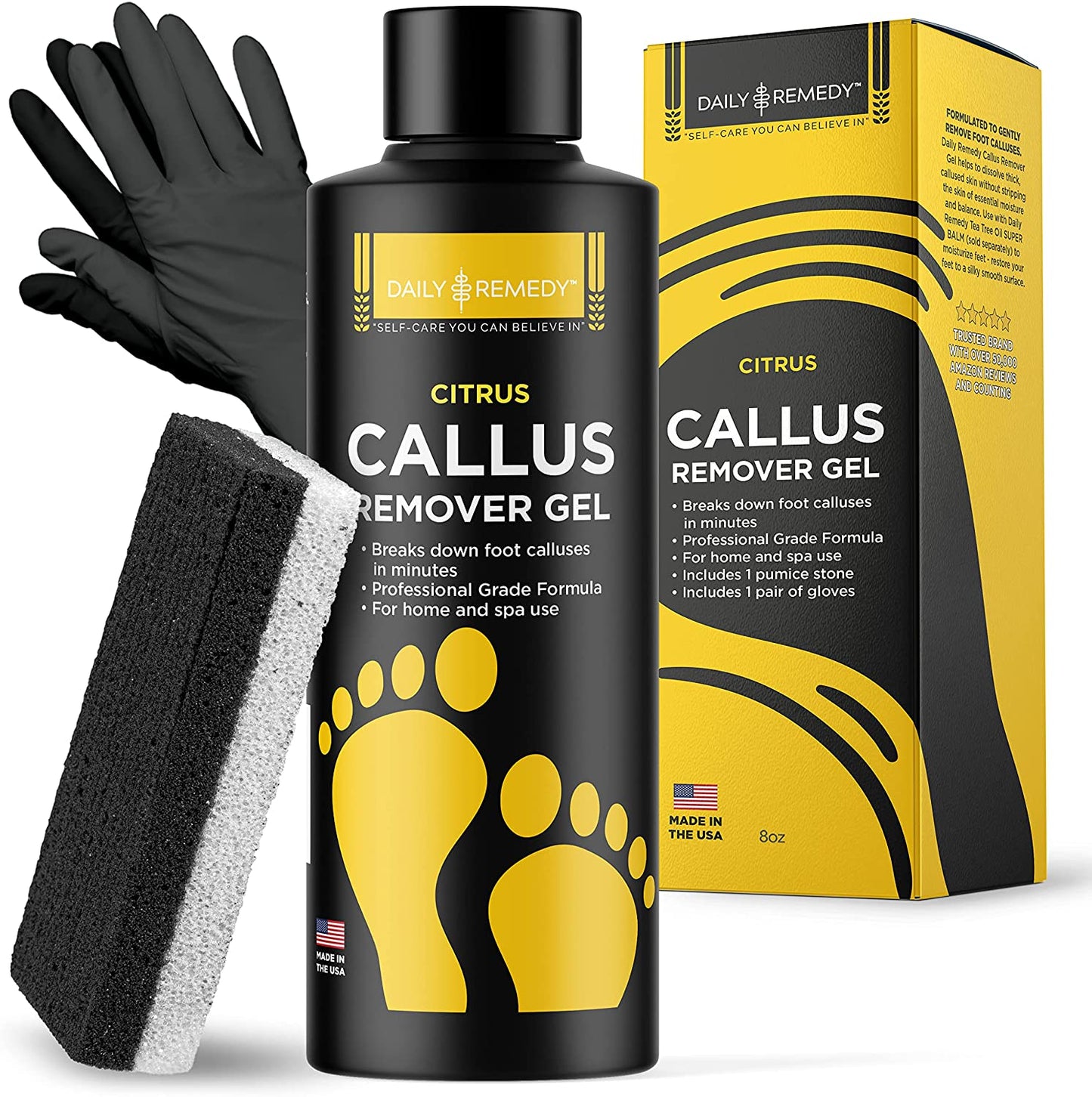 Daily Remedy Citrus Detox Callus Remover Gel & Pumice Stone for Feet - Extra Strength Professional Scrubber, Remove Tough Calluses, Dead Skin, Dry Cracked Heels - Home Pedicure Products for Feet Health & Beauty > Personal Care > Foot Care DAILY REMEDY Gel + Pumice Citrus Detox 