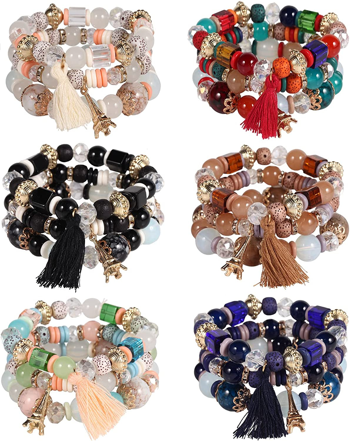 Solosoya Bohemian Boho Stackable Bracelets for Women Set, Girls Stretch Multilayer Stack Beads Colorful Beaded Charm Bracelets Girl Handmade Jewelry Apparel & Accessories > Jewelry > Bracelets Solosoya Color K  