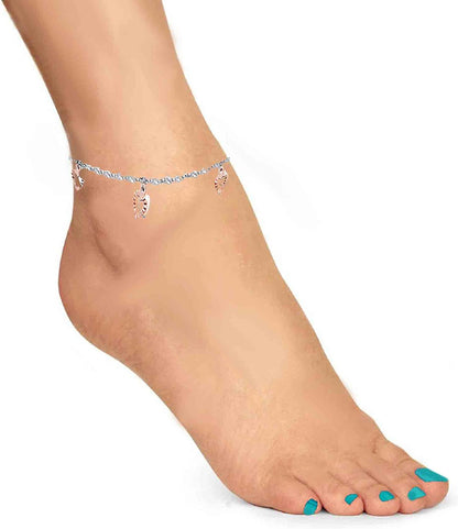 Ritastephens 14K White Rose Gold Fancy Heart Dangle Anklet Ankle Bracelet 10 Inches Apparel & Accessories > Jewelry > Anklets Ritastephens   