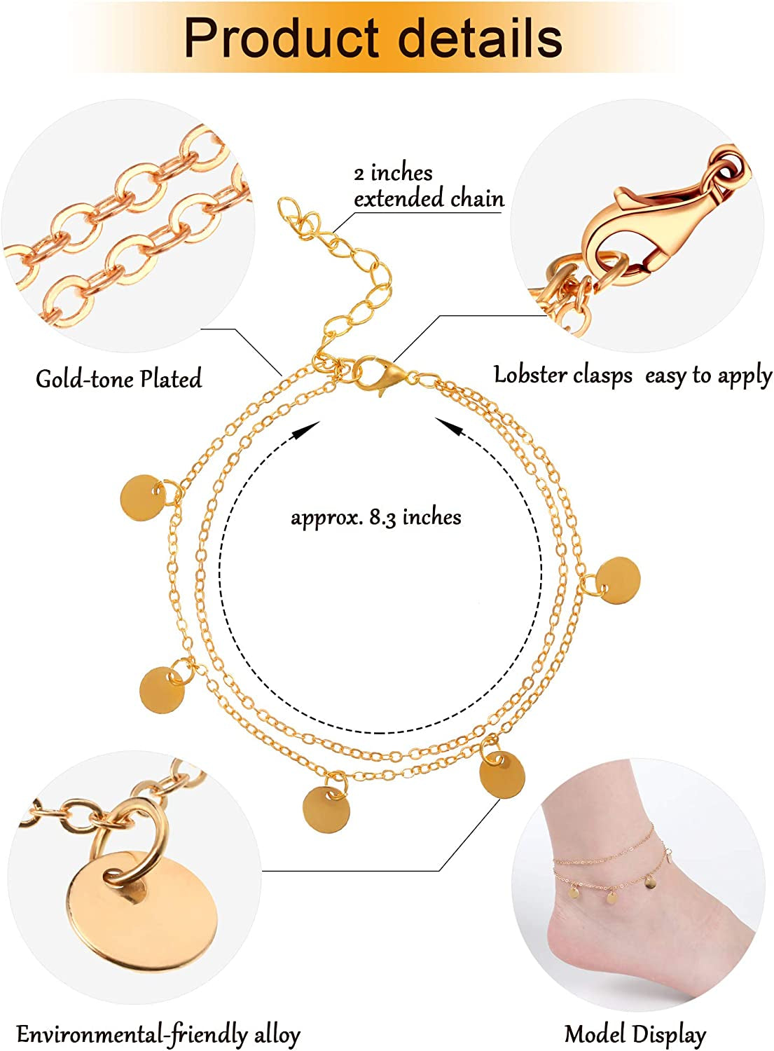 Hicarer 16 Pieces Boho Ankle Bracelets Beach Anklets Foot Chains Adjustable Foot Hand Jewelry Romantic Gift for Women Girls Apparel & Accessories > Jewelry > Anklets Hicarer   