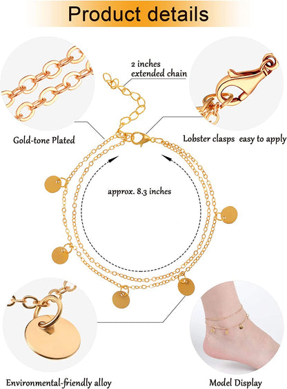 Hicarer 16 Pieces Boho Ankle Bracelets Beach Anklets Foot Chains Adjustable Foot Hand Jewelry Romantic Gift for Women Girls Apparel & Accessories > Jewelry > Anklets Hicarer   