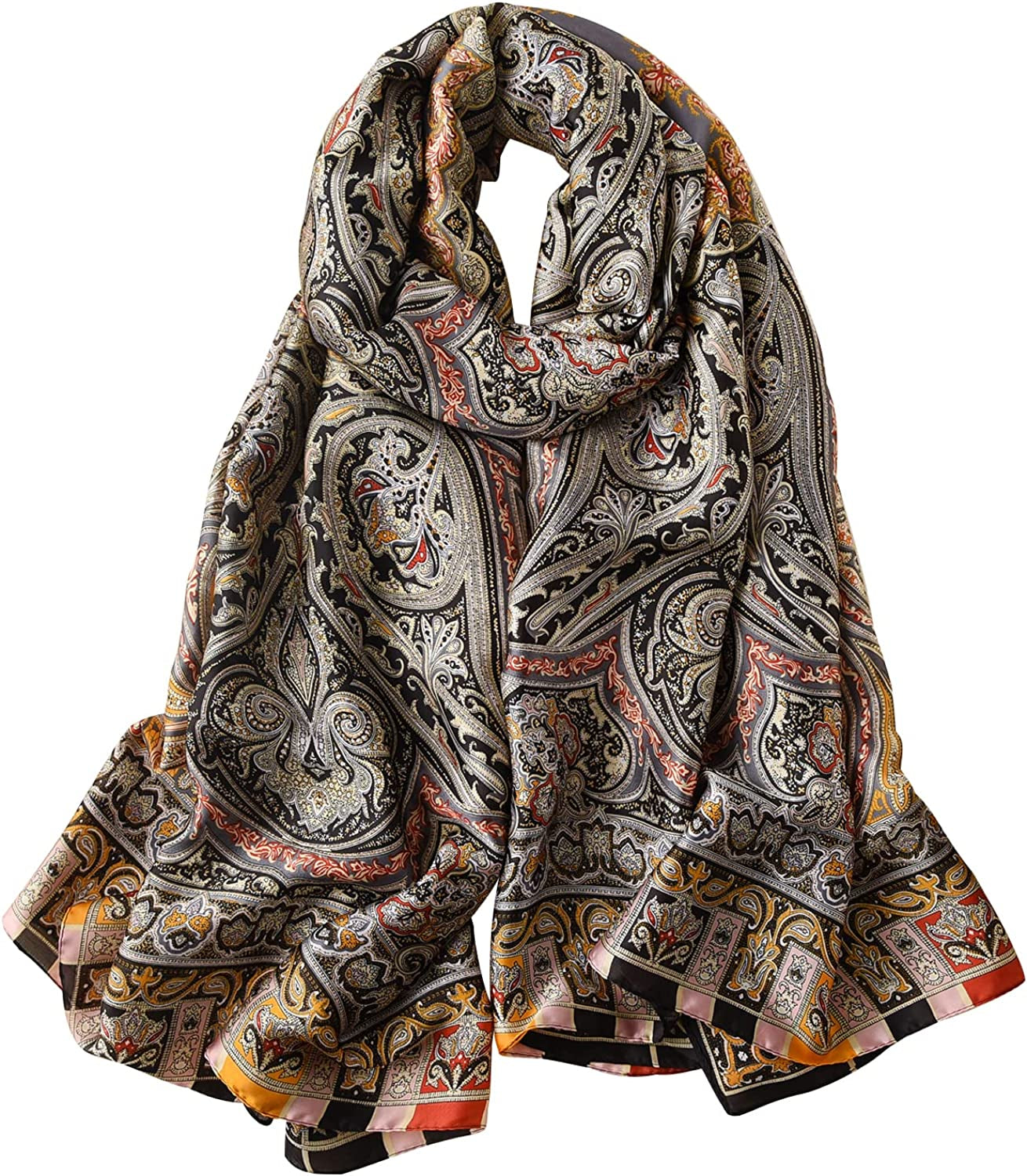 NUWEERIR Womens 100% Large Mulberry Silk Scarf Long Satin Scarf Fashion Designer Scarf Lightweight Wraps Apparel & Accessories > Clothing Accessories > Scarves & Shawls NUWEERIR 64  