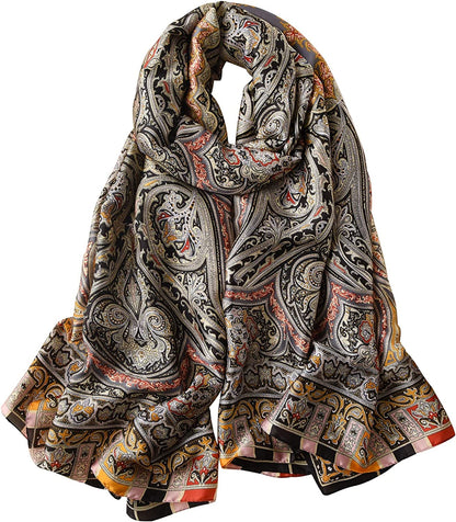 NUWEERIR Womens 100% Large Mulberry Silk Scarf Long Satin Scarf Fashion Designer Scarf Lightweight Wraps Apparel & Accessories > Clothing Accessories > Scarves & Shawls NUWEERIR 64  