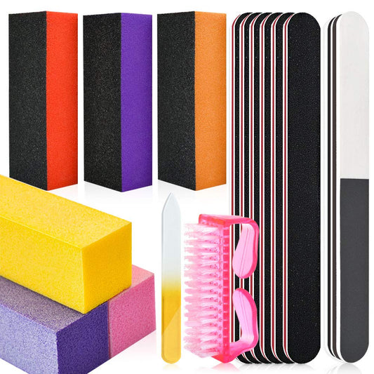 Nail Files and Buffers Kit, 100/180 Grit Emery Boards for Nails, Cube Nail Buffer Block for Acrylic Nails, Professional Manicure Tools with Glass Nail File/Smoother Buffer Block/Cleaner Brush (15Pcs) Health & Beauty > Personal Care > Cosmetics > Cosmetic Tools > Nail Tools Spaidoon   
