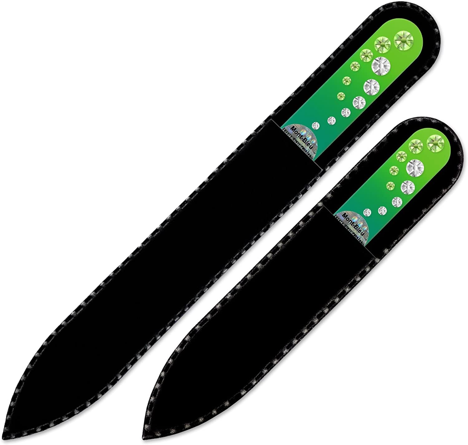 Washable Nail Files - Mont Bleu Set of 2 Glass Nail Files Hand Decorated with Crystals - Handmade Gifts for Women - Expertly Shape Nails & Enjoy a Smooth Finish - Nail Filing Tools Health & Beauty > Personal Care > Cosmetics > Cosmetic Tools > Nail Tools Mont Bleu   