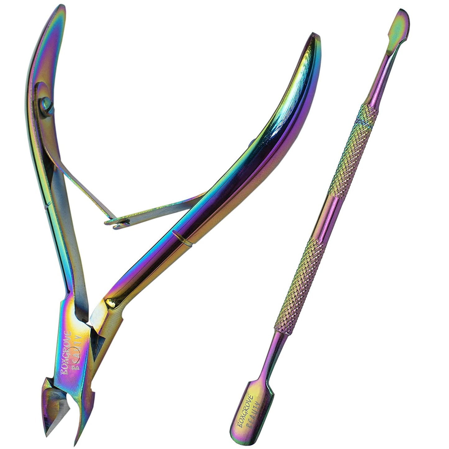 Professional Cuticle Cutter & Pusher Trimmer Manicure Tools with Double Spring– Perfect Nail Care Tool for Manicure & Pedicure Beauty at Home/Spa/Saloon (Silver) Health & Beauty > Personal Care > Cosmetics > Cosmetic Tools > Nail Tools BOXGROVE BEAUTY Multi-Color  
