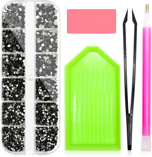 Molisaka Black Nail Art Rhinestones, Glass Flat Back Rhinestones for Nails Decorations, Bling Crystals Nail Gems for Nail Design, 3D Nail Jewels Set with Rhinestone Picker Tools (2320Pcs) Health & Beauty > Personal Care > Cosmetics > Cosmetic Tools > Nail Tools Molisaka Black  
