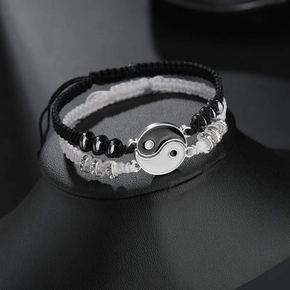 Best Friend Bracelets for 2 Matching Yin Yang Adjustable Cord Bracelet for Bff Friendship Relationship Boyfriend Girlfriend Valentines Gift Apparel & Accessories > Jewelry > Bracelets ButiShop   
