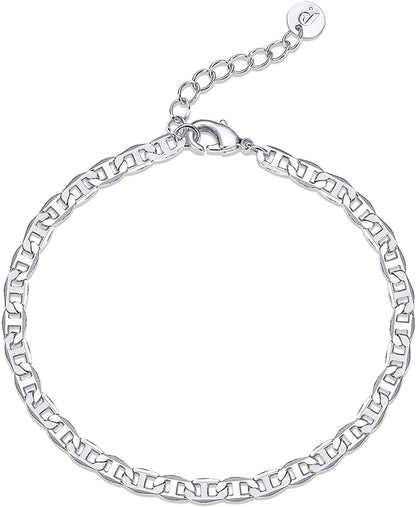 PAVOI 14K Gold Plated Paperclip/Curb/Figaro Chain Adjustable Bracelet for Women Apparel & Accessories > Jewelry > Bracelets PAVOI Cuban white gold plated 