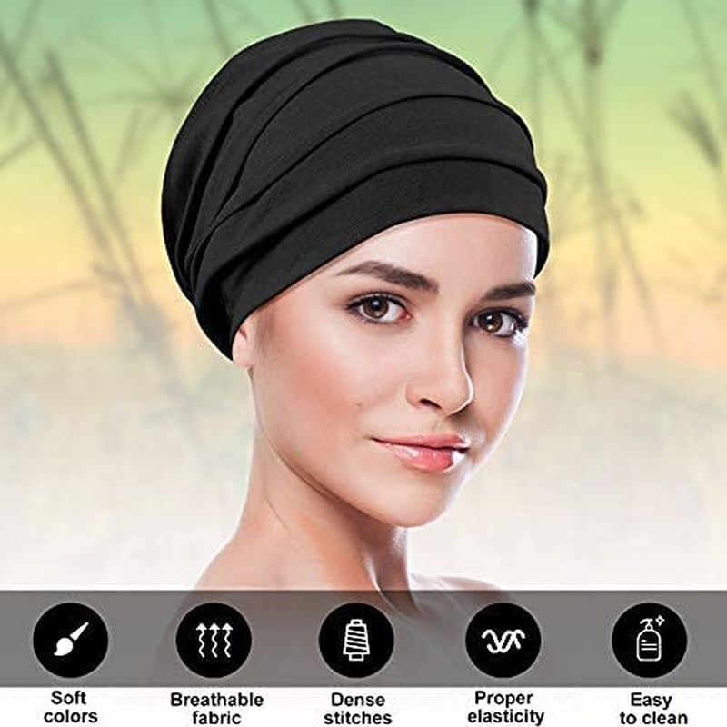 Syhood 5 Pieces Women Turban Soft Sleep Cap Skull Cap Slouchy Beanie Bonnet Hat Women for Sleeping Hair Loss Apparel & Accessories > Clothing Accessories > Headwear Syhood   