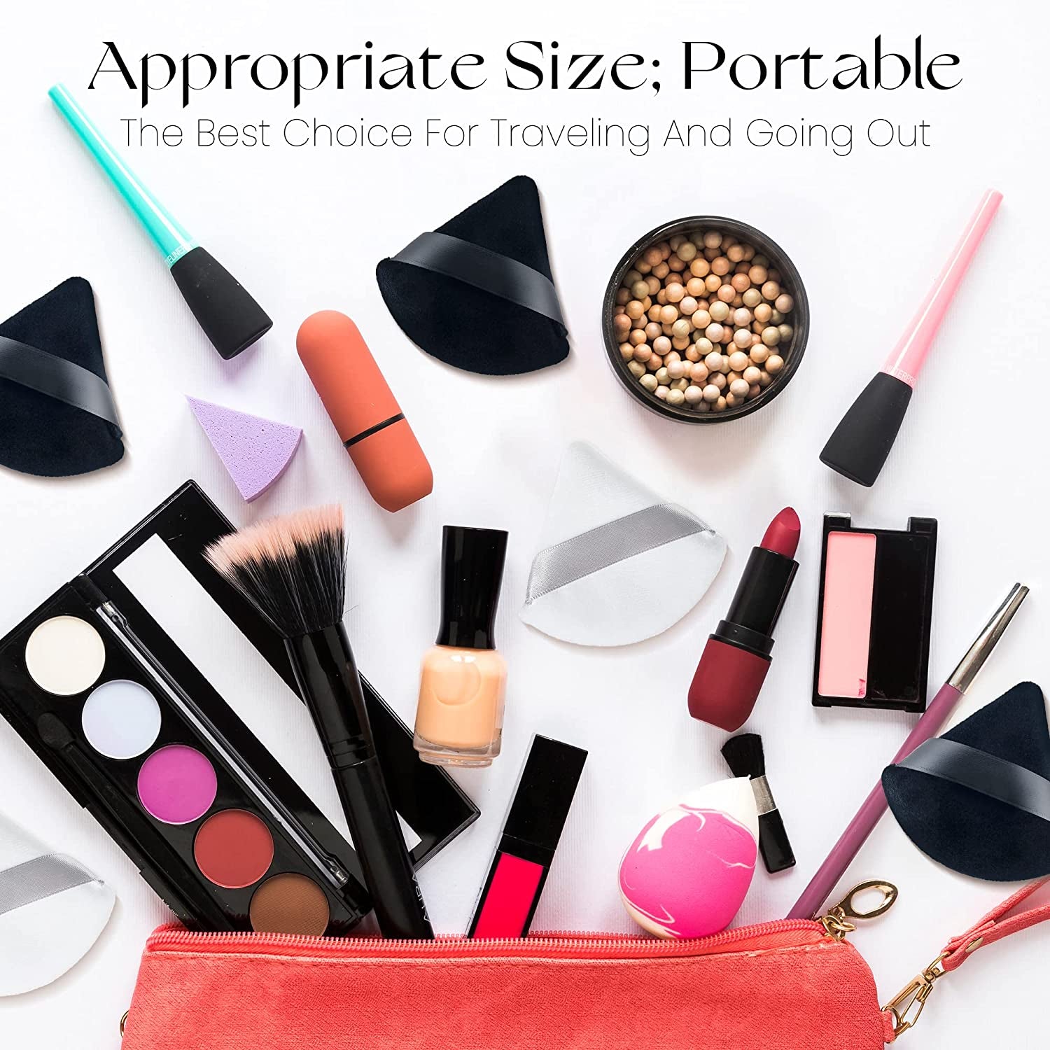 MOTZU 6 Pieces Pure Cotton Powder Puff, Made of Cotton Velour in Triangle Wedge Shape Designed for Contouring, under Eyes and Corners, 2.76 Inch Normal Size, with Strap, Makeup Tool for Cosmetic Health & Beauty > Personal Care > Cosmetics > Cosmetic Tools > Makeup Tools MOTZU   