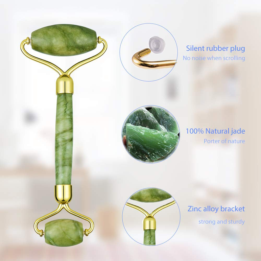 Women'S Beauty Tools Jade Roller Two Piece Set Natural Jade for Face - Reduce Wrinkles and Age Puffy Eyes, Firms Skin Health & Beauty > Personal Care > Cosmetics > Cosmetic Tools > Skin Care Tools TIGERSTAR   