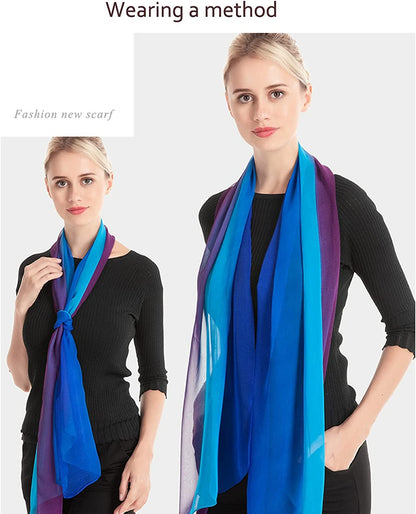 Ombre Silk Scarf Oblong Gradiente Scarves Lightweight Accent Scarfs for Women Apparel & Accessories > Clothing Accessories > Scarves & Shawls Yeieeo   