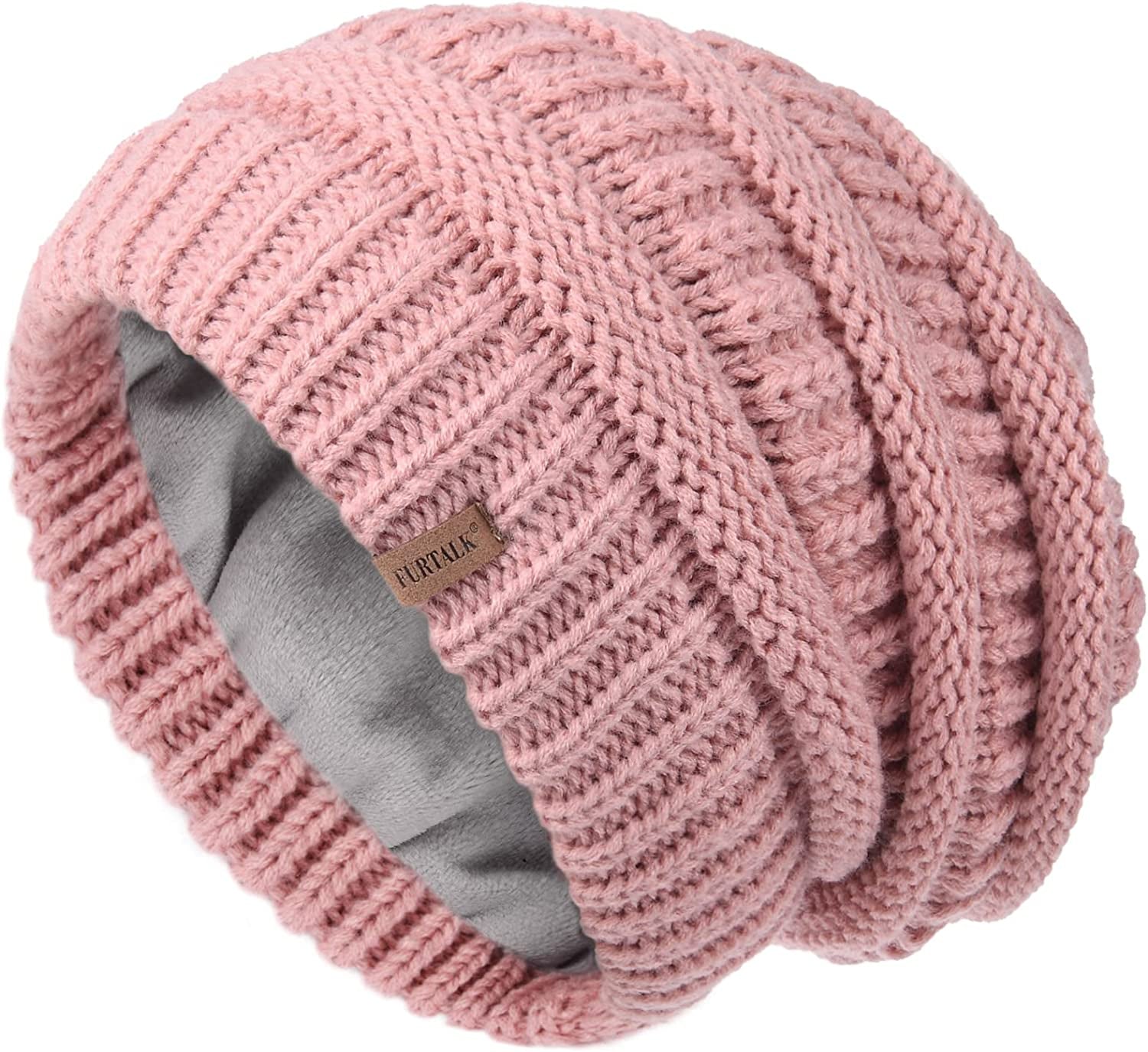 FURTALK Knit Beanie Hats for Women Men Fleece Lined Ski Skull Cap Slouchy Winter Hat Apparel & Accessories > Clothing Accessories > Hats KYLIE MAX Rubber Red  