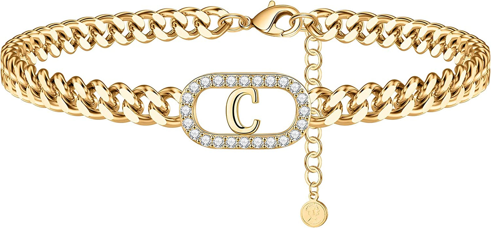 IEFWELL Gold Initial Ankle Bracelets for Women, 14K Gold Filled Gold Anklets for Women Cuban Link Anklets for Women Handmade Gold Ankle Bracelets for Women Ankle Bracelets Gold Jewelry Apparel & Accessories > Jewelry > Anklets IEFWELL C  