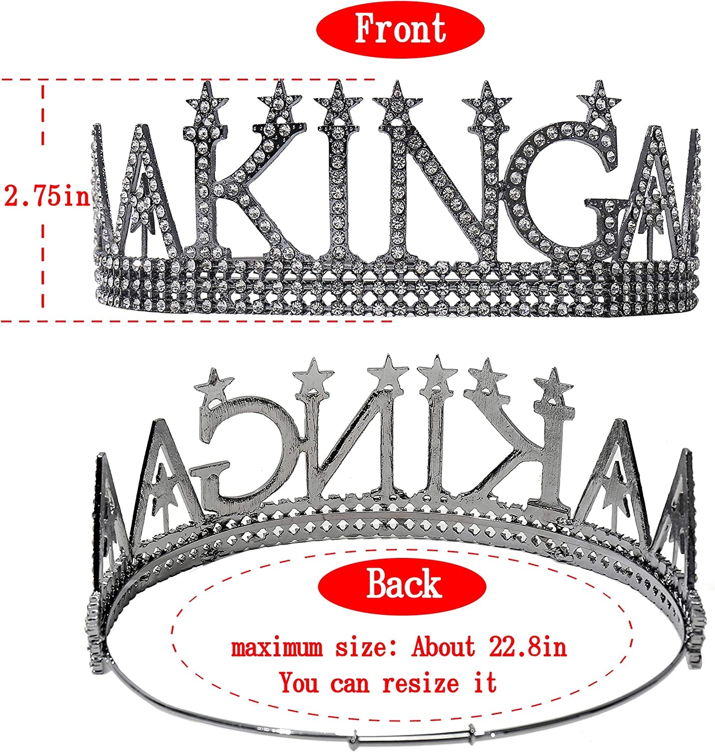 Birthday King Sash and King'S Crown, Birthday Gifts for Men'S Birthday Party Decoration （Black） Apparel & Accessories > Clothing Accessories > Sashes ANWNK   