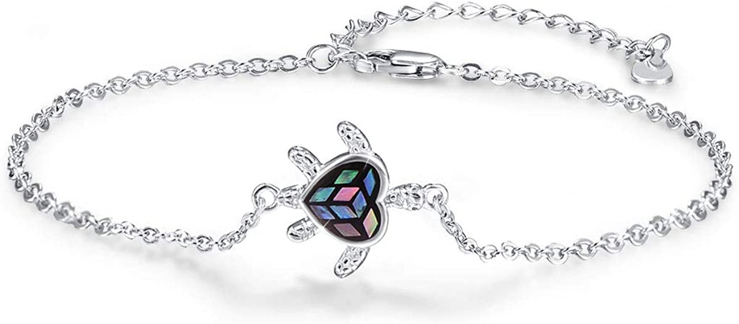 TANGPOET 925 Sterling Silver Anklet Bracelet for Women, Dainty Charm Bracelets Animal Jewelry Birthday Gifts for Mother Daughter Teens Girls Apparel & Accessories > Jewelry > Anklets TANGPOET Turtle Bracelet  