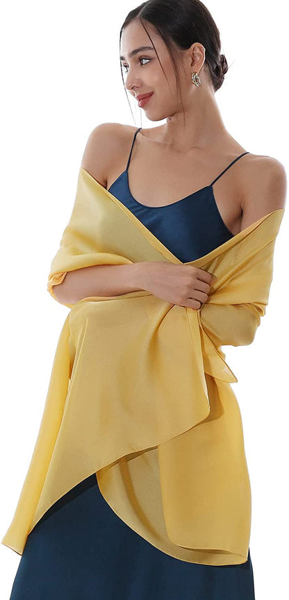 RIIQIICHY Pashmina Shawls Wraps for Women Evening Dresses like Chiffon Silk Scarf for Weddings Apparel & Accessories > Clothing Accessories > Scarves & Shawls RIIQIICHY Yellow  