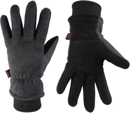 Winter Gloves -30°F Cold Proof Deerskin Suede Leather Insulated Water-Resistant Windproof Thermal Glove for Driving Hiking Snow Work in Cold Weather - Warm Gifts for Men and Women Apparel & Accessories > Clothing Accessories > Gloves & Mittens OZERO Gray-black X-Large 
