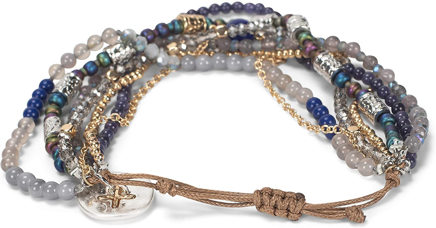 DEMDACO Beaded Love Turquoise Blue One Size Fits Most Glass and Metal Charm Bracelet Apparel & Accessories > Jewelry > Bracelets DEMDACO   