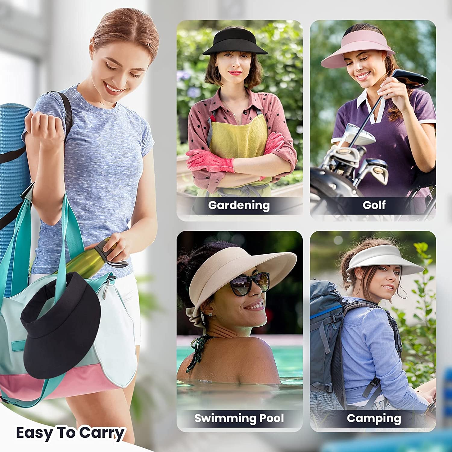 Simplicity Women'S UPF 50+ UV Protection Wide Brim Beach Sun Visor Hat Apparel & Accessories > Clothing Accessories > Hats Simplicity   