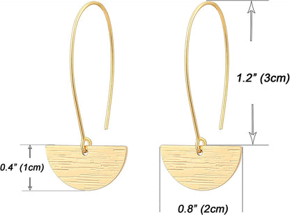 Geometric Drop Dangle Earrings Boho Statement Long Hoops Brushed 18K Gold Half Moon Hollow Circle Lightweight Earrings for Women Mother'S Day Gift Apparel & Accessories > Jewelry > Earrings POTESSA   