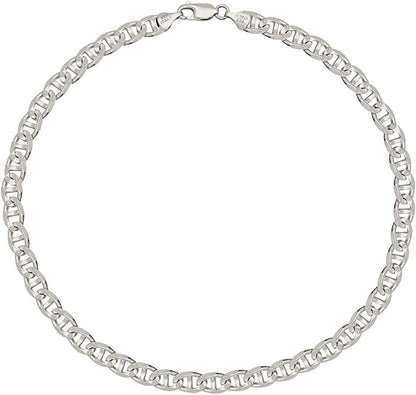 Savlano 925 Sterling Silver Solid Italian Figaro, Rope,Herringbone, Curb, Ball Bead, Snake, Mariner Chain Anklet for Women & Girls, Comes in 0.8Mm - 5Mm Gift Box Apparel & Accessories > Jewelry > Anklets Savlano Mariner 3.5mm 9.0 Inches 