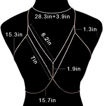 Tgirls Layered Bikini Belly Chain Gold Body Chain Bra Body Chains Beach Body Jewelry for Women and Girls Apparel & Accessories > Jewelry > Body Jewelry Tgirls   