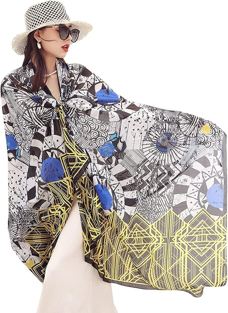 DANA XU Long Silk Fashion Oblong Floral Oversize Soft Scarf Wedding Shawls Beach Wraps Bandana Scarves for Women Apparel & Accessories > Clothing Accessories > Scarves & Shawls DANA XU 56 Yellow  