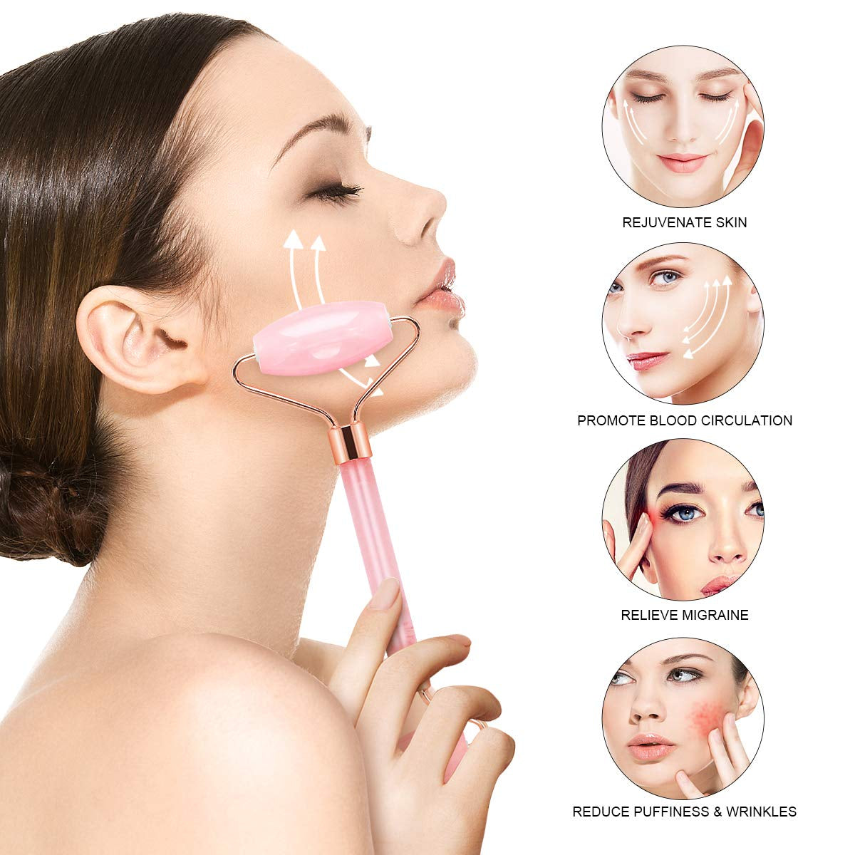 Jade Roller for Face, Gua Sha Facial Tools & Rose Quartz Face Roller Skin Care Product for Face Lift and Puffiness, Anti-Aging Facial Roller for Eyes Body Neck Slimming & Firming Health & Beauty > Personal Care > Cosmetics > Cosmetic Tools > Skin Care Tools MAANGE   