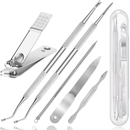 Premium 6PCS Ingrown Toenail Tools, Nail File and Lifter, Foot Nail Treatment Tool, Toe Nail Removal Clippers, Upgraded Stainless Steel, Professional Pedicure Tools, with Nail Cutter Trimmer Health & Beauty > Personal Care > Cosmetics > Cosmetic Tools > Nail Tools USCOLOR   