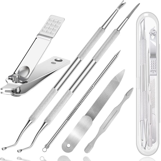Premium 6PCS Ingrown Toenail Tools, Nail File and Lifter, Foot Nail Treatment Tool, Toe Nail Removal Clippers, Upgraded Stainless Steel, Professional Pedicure Tools, with Nail Cutter Trimmer Health & Beauty > Personal Care > Cosmetics > Cosmetic Tools > Nail Tools USCOLOR   