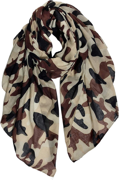 GERINLY Scarves - Lightweight Summer Travel Scarf Camouflage Print Shawl Wrap Apparel & Accessories > Clothing Accessories > Scarves & Shawls GERINLY Cappuccino  