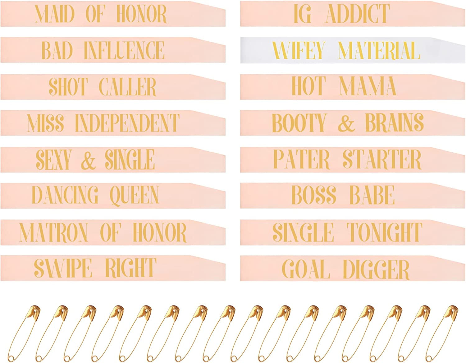 Bachelorette Party Sashes Bride Tribe Funny Bridesmaid Sash for Hen Party Bridal Shower Engagement Wedding Apparel & Accessories > Clothing Accessories > Sashes Snsowed Rose Gold and White，capital Letters  