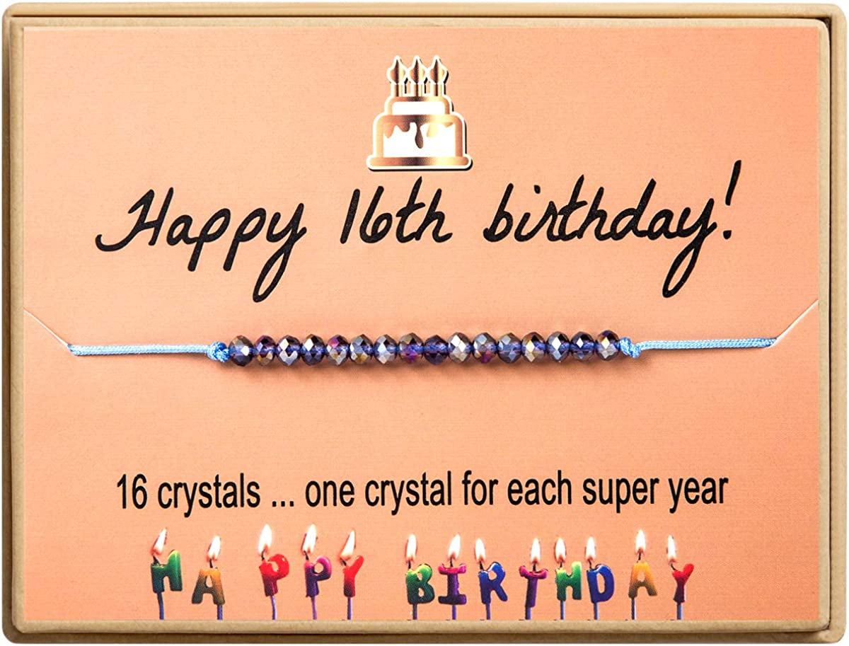 Happy Birthday Bracelet Gift for Teen Girls,Crystal Beads Bracelet Gifts for 10 Year Old Girl Birthday Jewelry Apparel & Accessories > Jewelry > Bracelets KGBNCIE 16 th Birthday Gift  