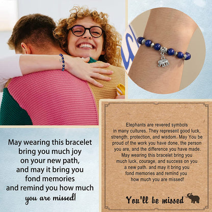 HGDEER Farewell Gifts, Natural Stone Lucky Elephant Bracelets Goodbye Retirement Gifts for Women Men Apparel & Accessories > Jewelry > Bracelets HGDEER   