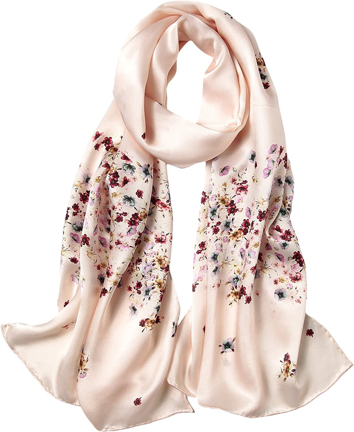 Women'S Mulberry Silk Scarf Floral Print Satin Long Scarf Wrap Shawl Apparel & Accessories > Clothing Accessories > Scarves & Shawls Smi&Love Xtrm03  