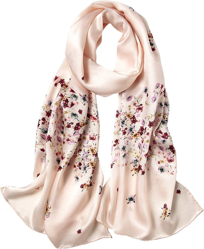 Women'S Mulberry Silk Scarf Floral Print Satin Long Scarf Wrap Shawl Apparel & Accessories > Clothing Accessories > Scarves & Shawls Smi&Love Xtrm03  